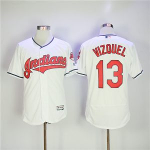 Cleveland Indians #13 Omar Vizquel White Flexbase Stitched Jersey