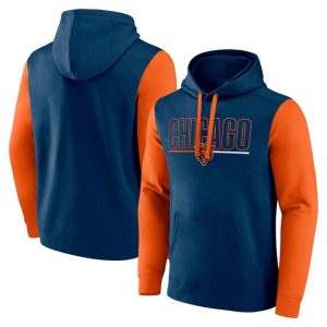 Chicago Bears Navy Orange Outline Pullover Hoodie