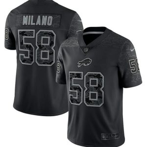 Buffalo Bills #58 Matt Milano Black Reflective Limited Stitched Football Jersey
