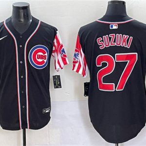 Chicago Cubs #27 Seiya Suzuki Black 2025 Independence Day Vapor Premier Limited Stitched Jersey