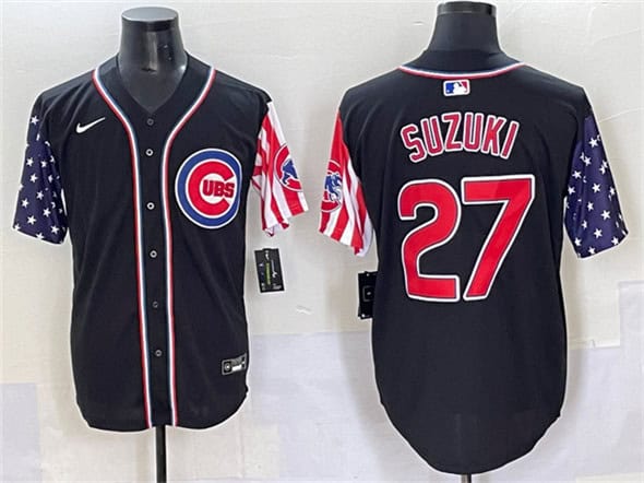 Chicago Cubs #27 Seiya Suzuki Black 2025 Independence Day Vapor Premier Limited Stitched Jersey