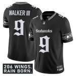 Seattle Seahawks #9 Kenneth Walker III Black 2025 F.U.S.E. 'Gothic Rain City Shadows Edition' Vapor Limited Football Stitched Jersey
