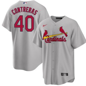 St. Louis Cardinals #40 Willson Contreras Gray Cool Base Stitched Jersey