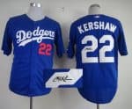 Dodgers #22 Clayton Kershaw Blue Cool Base Autographed Stitched Jersey