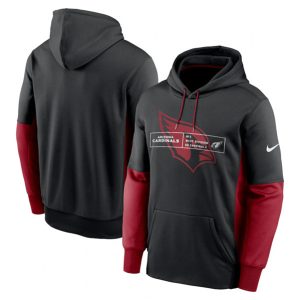 Arizona Cardinals Black Color Block Fleece Performance Pullover Hoodie