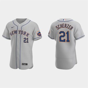 New York Mets #21 Max Scherzer Gray Flex Base Stitched Jersey