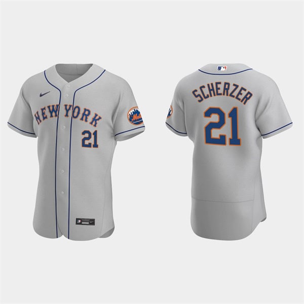 New York Mets #21 Max Scherzer Gray Flex Base Stitched Jersey