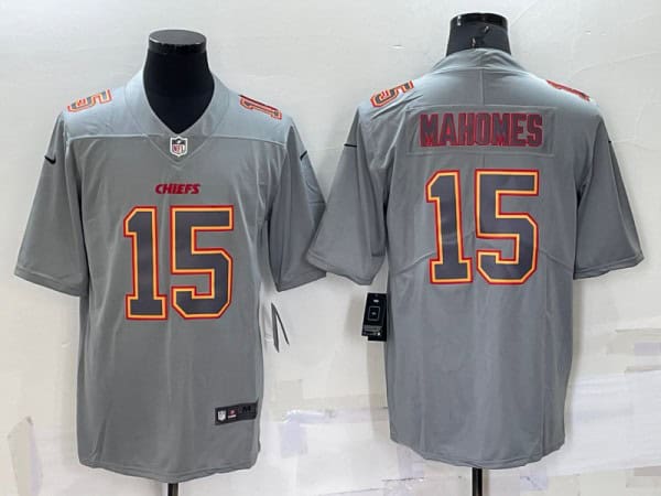 Kansas City Chiefs #15 Patrick Mahomes Gray Atmosphere Fashion Stitched Jersey