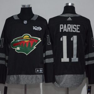 Minnesota Wild #11 Zach Parise Black 1917-2017 100th Anniversary Stitched Jersey