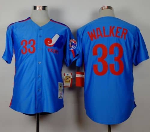Mitchell And Ness Expos #33 Larry Walker Blue Stitched Throwback Jersey