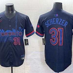 Toronto Blue Jays #31 Max Scherzer Navy 2024 City Connect Limited Stitched Jersey