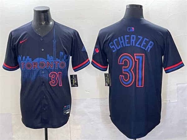 Toronto Blue Jays #31 Max Scherzer Navy 2024 City Connect Limited Stitched Jersey