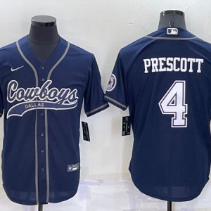 Dallas Cowboys #4 Dak Prescott Navy Cool Base Stitched Baseball Jersey