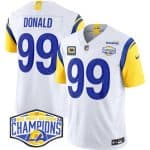 Los Angeles Rams #99 Aaron Donald White 2024 NFC West Champions With 4-Star C Patch F.U.S.E. Vapor Untouchable Stitched Jersey