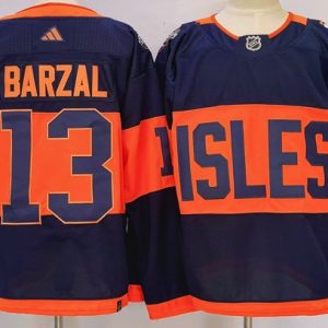 New York Islanders #13 Mathew Barzal Navy 2024 With Stadium Series Patch Stitched Jersey