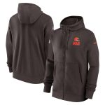 Cleveland Browns Brown Sideline Club Performance Full-Zip Hoodie