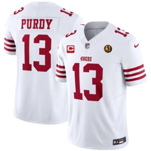 San Francisco 49ers #13 Brock Purdy White 2023 F.U.S.E. With 1-Star C Patch And John Madden Patch Vapor Limited Stitched Jersey