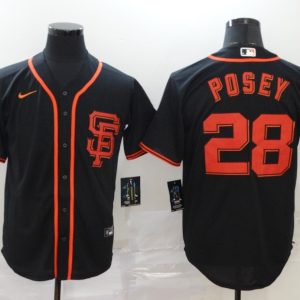 San Francisco Giants #28 Buster Posey Black Cool Base Stitched Jersey