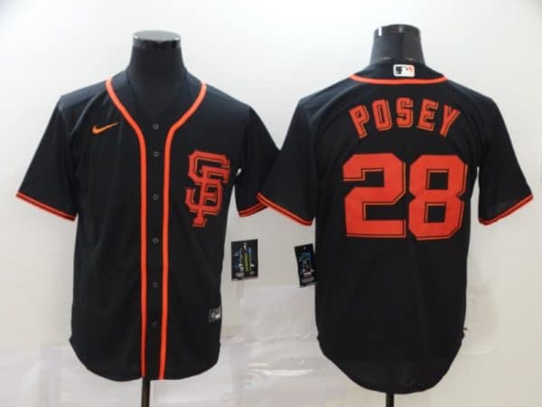 San Francisco Giants #28 Buster Posey Black Cool Base Stitched Jersey