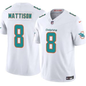 Miami Dolphins #8 Alexander Mattison White 2025 F.U.S.E. Vapor Limited Football Stitched Jersey