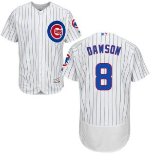 Cubs #8 Andre Dawson White(Blue Strip) Flexbase Authentic Collection Stitched Jersey