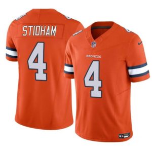 Denver Broncos #4 Jarrett Stidham Orange 2023 F.U.S.E. With John Madden Patch Vapor Limited Stitched Jersey