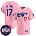 Los Angeles Dodgers #17 Shohei Ohtani Pink 2025 Tokyo Series Limited Stitched Jersey