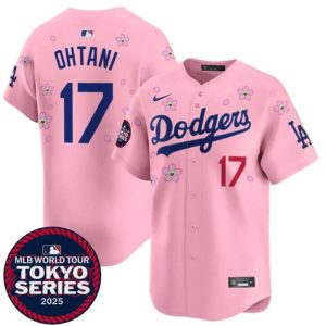 Los Angeles Dodgers #17 Shohei Ohtani Pink 2025 Tokyo Series Limited Stitched Jersey