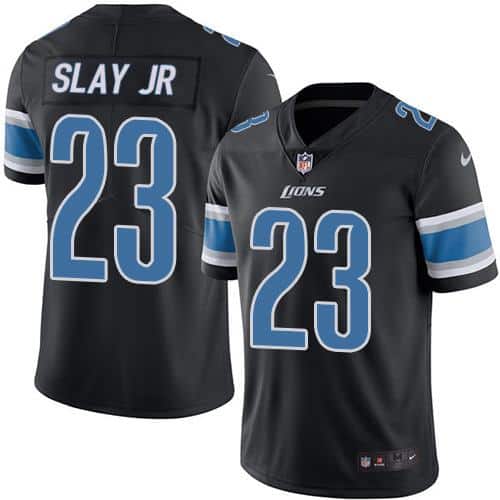 Lions #23 Darius Slay JR Black Stitched Limited Rush Nike Jersey