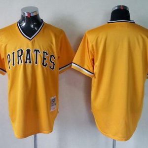 Mitchell And Ness Pirates Blank Yellow Throwback Stitched Jersey