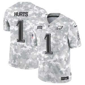 Philadelphia Eagles #1 Jalen Hurts Arctic Camo 2024 F.U.S.E. Salute To Service Limited Stitched Jersey