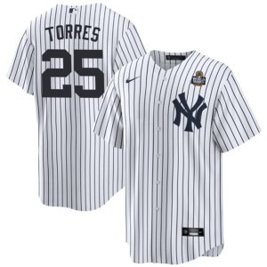 New York Yankees #25 Gleyber Torres White 2024 World Series With Name Cool Base Stitched Jersey