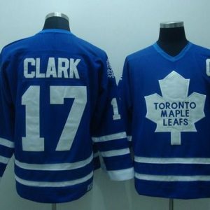 Maple Leafs #17 Wendel Clark Stitched Blue CCM Throwback Jersey