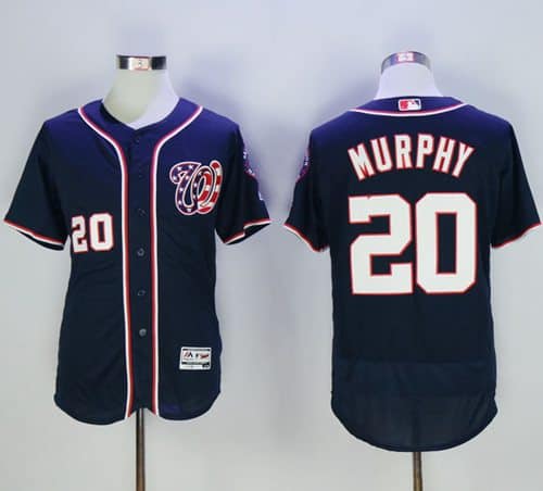 Nationals #20 Daniel Murphy Navy Blue Flexbase Authentic Collection Stitched Jersey
