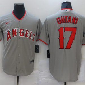 Los Angeles Angels White #17 Shohei Ohtani Grey Cool Base Stitched Jersey