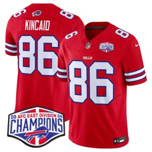 Buffalo Bills #86 Dalton Kincaid Red 2024-25 F.U.S.E. AFC East Division Champions Patch Limited Stitched Jersey