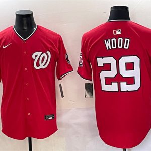 Washington Nationals #29 James Wood Red Limited Stitched Jersey
