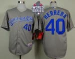 Royals #40 Kelvin Herrera Grey Cool Base W 2015 World Series Patch Stitched Jersey