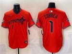 Houston Astros #1 Carlos Correa Orange 2025 City Connect With Texas Patch Limited Stitched Jersey