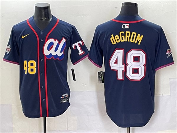 American League #48 Jacob deGrom Navy 2025 All-Star Edition Limited Stitched Jersey