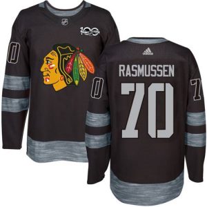 Blackhawks #70 Dennis Rasmussen Black 1917-2017 100th Anniversary Stitched Jersey