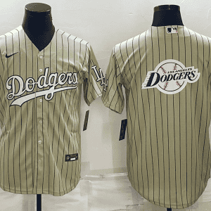 Los Angeles Dodgers Cream Team Big Logo Cool Base Stitched Jersey