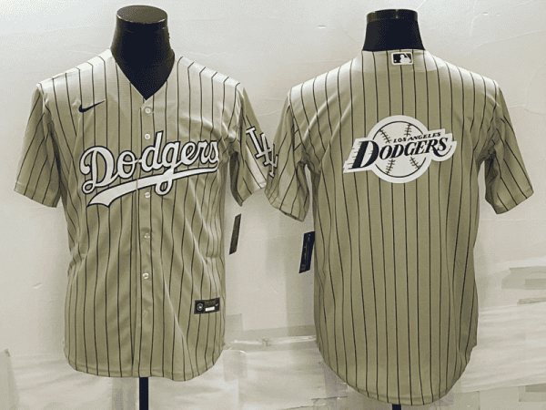 Los Angeles Dodgers Cream Team Big Logo Cool Base Stitched Jersey