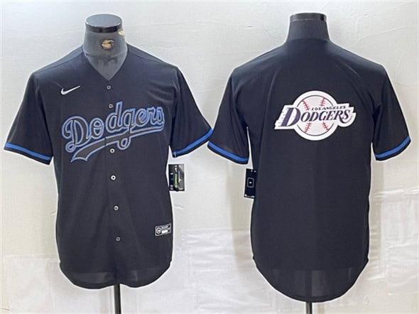 Los Angeles Dodgers Team Big Logo Black Fashion Stitched Jersey