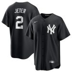 New York Yankees #2 Derek Jeter Black Lights Out Limited Stitched Jersey