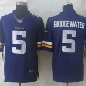 Vikings #5 Teddy Bridgewater Purple Team Color Stitched Limited Nike Jersey