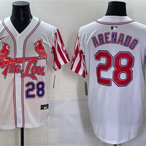 St. Louis Cardinals #28 Nolan Arenado White Independence Day Vapor Premier Limited Stitched Jersey