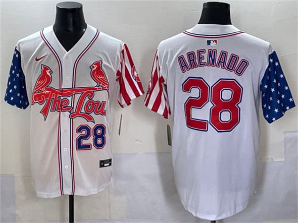 St. Louis Cardinals #28 Nolan Arenado White Independence Day Vapor Premier Limited Stitched Jersey