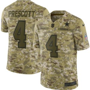 Cowboys #4 Dak Prescott 2018 Camo Salute To Service Limited Stitched Jersey