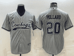 Dallas Cowboys #20 Tony Pollard Gray With Patch Cool Base Stitched Baseball Jersey